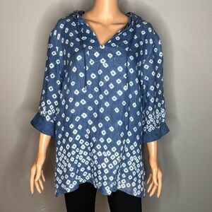 Tommy Bahama Ice Cube Print baja linen hooded top woman’s size XL